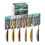 Zanderfang Glasaugen Gummifisch Set 9 cm – 30 Gummiköder in 6 Farben – Softbaits mit Fischaroma für Zander, Barsch, Hecht – Kunstköder Angelköder zum Dropshotten & Jiggen