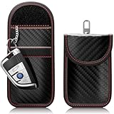 2 Stück FOAMO Keyless Go Schutz Autoschlüssel Funkschlüssel RFID Abschirmung Blocker Schlüssel-Tasche Schlüsseletui Carbon Schwarz Rot