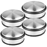 HRB Türstopper 4er Set, Edelstahl massiv - Schwerer Türstopper Boden 1,2 Kg/Stk., Door Stopper im modernen Design versehen mit Gummiring zum Schutz der Türen