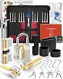 FAHEFANA 38+4-teiliges Lockpicking Set, [2023 Upgrade Version] Dietrich, mit 4 Transparente und 4 Schwarze Verschlusshülsen, Bieten Sie Entsperrungshandbuch für Professionelle Schlosser