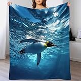 Sherpa Flanneln Emperor Pinguine Decke Öko-Tex 70x80inch(180x200cm) 340GSM Dicke Kuscheldecke Flauschig Antarctic Animals Sofadecke Wohndecke Tagesdecke Bettüberwurf Warme Herbst Winter Blanket