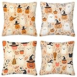 Kissenbezug 45x45 4er Set Kissenbezug Herbst Deko Kissen Niedlich Kissenbezüge Zierkissen Deko Wohnzimmer Sofa Kissen Kissenhüllen Samt Dekokissen Kissenhülle Weihnachtsdeko Geschenke für Frauen E-40