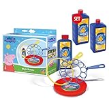 Pustefix Multi-Bubbler Peppa Pig 250 ml + 2 x Nachfüllflaschen Maxi 1 Liter I Seifenblasen Kinder Set für Hochzeit, Geburtstag UVM. I Viele Bunte Bubbles auf einmal