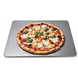 FEVIUS Backstahl Pizzastein für Backofen & Gasgrill - Backstahl 8mm dick universell einsetzbar - Platte 38x33 cm rechteckig - knusprige Pizza und Brot auf Stahl (Backstahl 38 x 33cm)