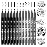 APOGO Kalligraphie Stifte Set, Schwarz Handlettering Starter Set 12 Calligraphy Stifte, Kaligraphiestifte Anfänger für Schreiben und Zeichnen auf Bullet Journal, Scrapbook Zubehör