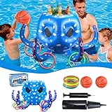 Pool Spielzeug Kinder, Aufblasbare Schwimmtiere Aufblasbare Oktopus Basketbälle Wurfspiel Wasserspielzeug Mit 2 Basketbälle Wasserspiel Floating Hoops Aufblasbare Basketballkorb Set Für Kinder