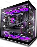 KEDIERS PC Gehäuse - vorinstallierte 4-Lüfter, ATX Mid Tower Gaming Gehäuse, Computergehäuse mit öffnendem Seitenteil aus gehärtetem Glas Schwarz G500