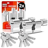 GERCAR Knaufzylinder Gleichschließend 2 Stück Schließzylinder Profilzylinder 45/45 Türschloss - inkl. 10 Schlüssel - Zylinderschloss mit Knauf - Länge: 90mm, A:45 B:45-2er Set