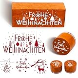 4 Stücke Weihnachten Stempel Holzstempel Frohe Weihnachten Motivstempel Textstempel Weihnachtsstempel für Karten Geschenkpapier Scrapbooking (Braun)