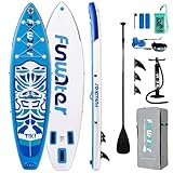 FunWater Aufblasbares Stand Up Paddle Board Multifunktionale Paddelboards mit Flossen, Knochleine, SUP Pump, Paddel, Sup-Rucksack, Für Erwachsene und Aller Könnensstufen (10'6'-Tiki VOLL BLAU)
