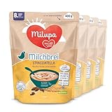 Milupa Milchbrei Stracciatella – Glutenfreier Babybrei ohne Palmöl – Frei von Konservierungs- und Farbstoffen – Ab dem 8. Monat – 4 x 400 g