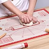 Silikon Backmatte Extra groß, Größe Antihafte Silikonmatte mit Messung, Teigmatte, Backenunterlage für Ofen (Hellrot, 51X71cm)