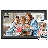 15,6 Zoll digitaler Bilderrahmen WLAN 64 GB 1920 x 1080 FHD IPS Touchscreen, Automatische Drehung Wandmontage Bewegungssensor Teilen von Fotos/Videos sofort über die Frameo App