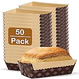 Tcucina Mini-Kastenformen aus Backpapier, 50 Stück, Einweg, 15,2 x 6,3 cm, 368 ml, Lebensmittelqualität, Brotbackformen für Mikrowelle, Toaster, Luftfritteuse, kleine Hackbraten, Gugelhupf