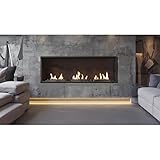 Dugez Italian Doppelseitige Kaminofen, Modell Orizon 124, 124 x 40 cm, mit Glasfront, Einzelbrenner 90 cm, hergestellt in Italien