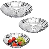 3 Stück Dünsteinsatz Topf, Dampfgarer Einsatz, Gareinsatz für Töpfe 23/27/30cm Dämpfeinsatz Einstellbar Topfeinsatz Zum Dämpfen für Topf Vegetable Steamer