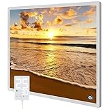 Hocosyme Infrarotheizung Bild 300 Watt, Infrarotheizung Wandmontage mit Thermostat,Wochentimer - Elektroheizung mit Überhitzungsschutz - TÜV - Strand.