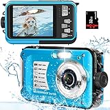 Unterwasserkamera wasserdichte Kamera 10FT 1080P Full HD 30MP Unterwasserkamera 16X Digitalzoom mit Einer 32GB Karte Anti Shake Digitalkamera Blau