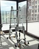 WhamtL Dachbodentreppe Klappbare, Ausziehbare Trittleiter für Zuhause, Höhenverstellbare Dachbodenausstiegsleiter, Tragbare Teleskoptreppe mit Rahmen, 150 Kg Tragkraft(8 Step-320cm (10.5ft))