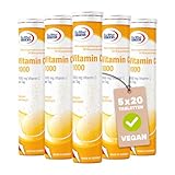 Vitamin C 1000 Brausetabletten hochdosiert | Nahrungsergänzung zur optimalen Unterstützung des Immunsystems | EuRho® Vital – Made in Germany | 100 Brausetabletten