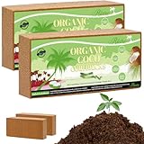 Riare Organisch Kokosfaser Natürlich Kokos Ziegel Gepresst Torffreie Erde für Zimmerpflanzen Balkonkästen Gartenbeete Orchideen Pflanzenerde (2 Pack)