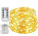 LED Lichterketten - 20 LEDs String Light Batterie mit Fernbedienung & Timer, 8 Modi mit Fernbedienung Timer Weihnachten Lichterketten für Hochzeit,Party,Garten und Haus Deko-Warmweiß