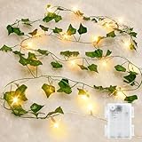 Gcstnn LED Lichterkette Efeu Künstlich, 2M 20LED Grüne Efeu-Lichterkette Girlande, IP65 Wasserdicht Batteriebetrieben mit Timing-Funktion, für Hängend Pflanzen, Zimmer, Wand, Weihnachtsdekoration.