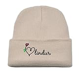 NUZIXINXW Beanie bestickte Liebe Tattoo Strickmütze Frau Winter weiche Outdoor-Mütze Skimütze,Beige,M