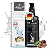 Vitavelle Bio Hyaluronsäure Gesichtscreme Damen – Gesichtscreme Männer mit Sheabutter - Feuchtigkeitscreme Gesicht - Tagescreme Hyaluron Serum hochdosiert - Anti-Aging Serum Gesichtspflege