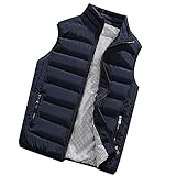 Generisch Herren Steppweste Outdoor, Anglerweste Mit Taschen Freizeit Camping Weste Reißverschluss Winter Softshell Ärmellos Mocler Jacken weste Outdoor (4XL, Dark Blue)