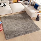 TAPISO Essence Teppich Quadratisch Shaggy Hochflor Langflor Grau Einfarbig Weich Modern Design Wohnzimmer Schlafzimmer ÖKOTEX 160 x 160 cm