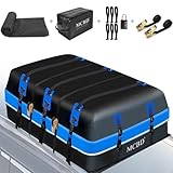 Auto Dachbox, 1132L Große wasserdichte Weichschalen-Dachtasche mit 2 Ratschengurten 10 verstärkte Gurte 6 Türhaken für SUV Van mit/ohne Dachträger, Blau