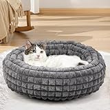 XIAPIA Katzenbett Flauschig 58x20 cm, Plüsch Katzen Schlafplatz Weich und Warm für Katzen Kleine Hunde, Orthopädisches Kuschelbett mit Rutigfester Boden Grau