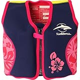 Konfidence Jacket – Unsere Original Premium Schwimmweste/Schwimmjacke für Kinder bis 7 Jahre, Schwimmhilfe für Kinder und Jugendliche mit abnehmbaren Schwimmern (Pinker Hibiskus, M)