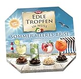 Edle Tropfen in Nuss Sommer-Edition Meeres-Brise, 250g, 4 Sorten flüssig gefüllte Schokoladen-Pralinen mit Alkohol, Zuckerkruste und Haselnuss-Splittern