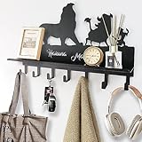 Viiluuxr Garderobenhaken Schwarz Wandgarderobe SchlüSselbrett Mit Ablage Garderobe Kinder Kleiderhaken Wand TüRhaken Flurgarderobe 15 Zoll Mit 7 Haken Platzsparendes Mehrzweckhaken. (TLK-N01)