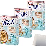 Dr. Oetker Vitalis Knusper-Müsli ohne Zuckerzusatz 3er Pack (3x420g Packung) + usy Block