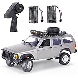 Goolsky MN-78 RC Crawler 4WD 2,4GHz 1/12 Off-Road Gebürstet LKW Geländekletterauto, 7,4V Batterie mit Hoher Kapazität, 3 Offene Türen LED-Licht Geschenke für Kinder Erwachsene (Silber, 2Batterien)