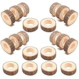 20 Stück Serviettenringe Holz Natur Sonwaha Servietten Ringe Vintage Eiche für Hotel Hochzeit Geburtstag Weihnachten Party Tisch Esstischdekoration Serviettenringe Holz Rustikale Rund Napkin Rings