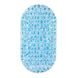 Relaxdays Badewannenmatte Steinoptik, BxT: 68 x 35,5 cm, waschbar, rutschfeste Badewanneneinlage, mit Saugnäpfen, blau