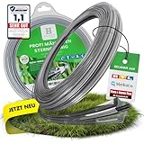 Heckenpracht® Profi Rasentrimmer Faden 3mm ⌀ x 100m sternförmig für Rasentrimmer & Freischneider | Extrem scharf | Profi Nylon Faden | Mähfaden für Rasentrimmer | trimmerfaden für Motorsense