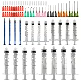 Spritzen Set mit stumpfen Nadeln, 1ml, 3ml, 5ml,10ml, 20ml mit 14g, 15g,16g, 18g, 20g stumpfen Nadeln und Spritzen-Kappe für DIY Craft Nachfüllkleber, industrielle Anwendungen (20 Stück)