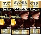 Syoss Oleo Intense Öl-Coloration 3-22 Bordeaux Rot Stufe 3 (3 x 115 ml), dauerhafte Haarfarbe mit pflegendem , ohne Ammoniak