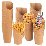 KILDOWS Pommes Tüten， Popcorntüte， Becher， 50 Stück Pommes box Becher Pappbecher mit Schrägem Mund,Für Pommes Frites Kraftpapier Becher Kraftpapier Becher Frozen Dessert Supplies Backen Kuchen
