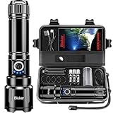 Blukar Taschenlampe LED Aufladbar, Extrem Hell Hohe Helligkeit Zoombar Taschenlampen Starke mit 5 Lichtmodi, IP67 Wasserdichte Flashlight Torch für Camping, Wandern, Outdoor, Angeln, Notfäll