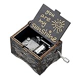 Vintage Holz Handkurbel Spieluhr Sie sind mein Sonnenschein Geschenk für Familienliebhaber Geburtstag/Weihnachten/Valentinstag (Black-You are my SunShine)