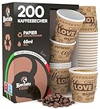 Eurocali 200 Espresso Pappbecher 65ml Biologisch Abbaubare Kaffee Einwegbecher - Ökologisches Design LoveBrownCUP - Kleine Größe für italienischen Espresso für Heißen Getränken