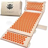 LOTUSKRAFT Premium Akupressur-Matte mit Kissen XXL Set | 4 in 1 Akkupressmatte Ideal für Einsteiger, Akupunktur f. Rücken, Füße und Nacken | Akupressur Ganzkörper Fakir-Matte mit Stacheln