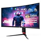 Jlink Curved Gaming Monitor 34 Zoll, 165 Hz, Ultra WQH 2K, 3440×1440, 128% sRGB-LED, gebogener 1500R PC Bildschirm, HDR FreeSync G-Sync VA-Panel, 1 ms MPRT, Pip/PBP/KVM, HDMI DP Typ-C USB LAN