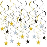 15 StüCk Luftschlangen, Hängende Stern-Wirbel-Dekorationen, Sternengirlande Gold Streamer, Papier Sterne Streamer für Geburtstag, Hochzeit, Silvester Oder Karneval Partydeko